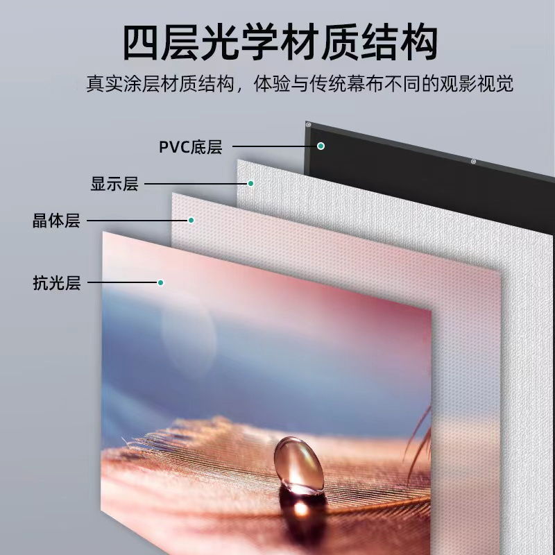 【光学抗光】投影幕布免打孔户外便携抗光幕布简易壁挂投影布墙光