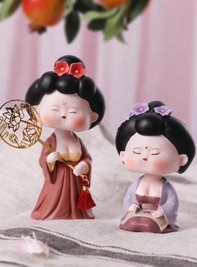 西安唐仕女摆件酒柜车载可摇头古风娃娃创意中国风工艺品家居装饰