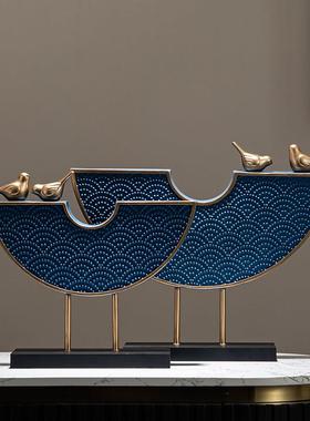 轻奢家居客厅电视柜装饰品摆件高档艺术工艺高级感玄关新中式酒柜