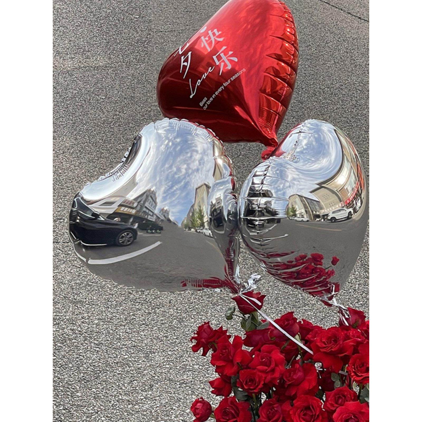 大号爱心铝膜气球寸心形铝箔气球礼盒花束爱心球包装材料