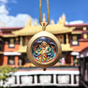 西藏手绘黄财神双面擦擦佛像嘎乌 唐卡级精品擦擦项链3种嘎乌可选