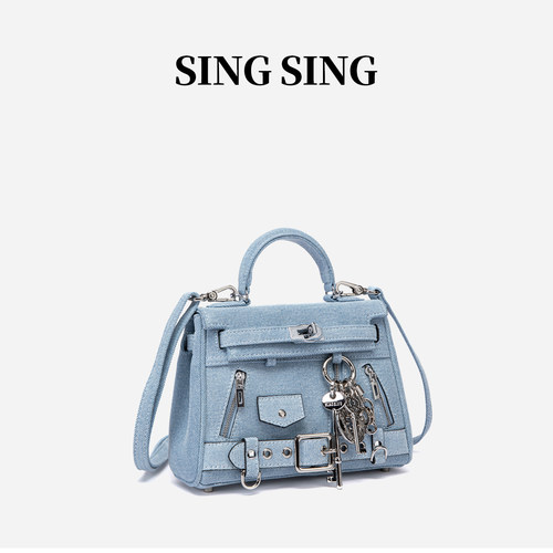 SINGSING机车风牛仔凯莉包轻奢
