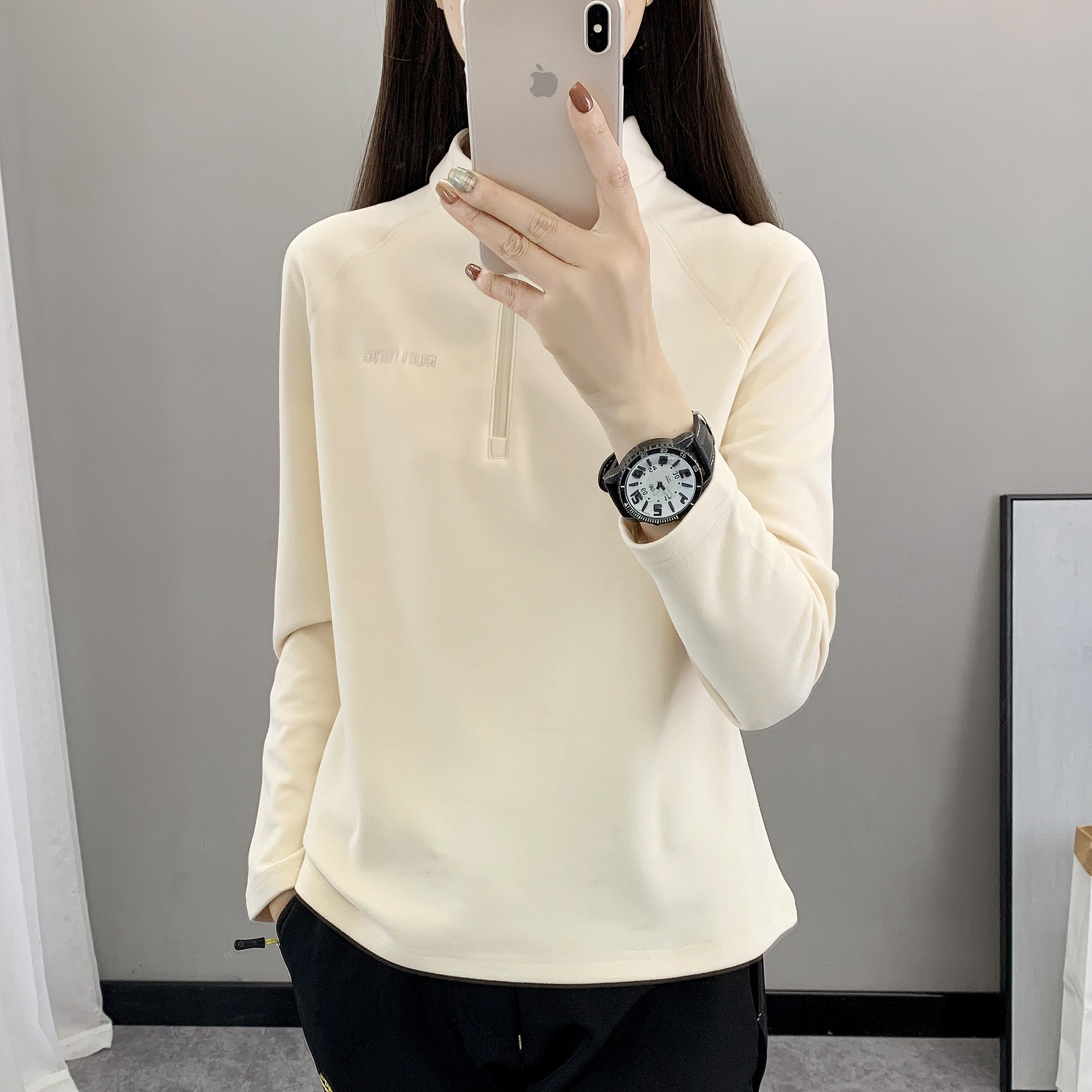 户外运动秋冬抓绒衣女上衣立领