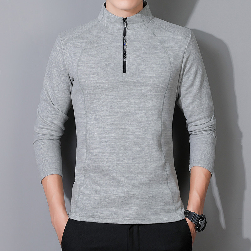 秋冬户外抓绒衣T恤男抗静电保暖加绒立领拉链打底衫外套打底内胆