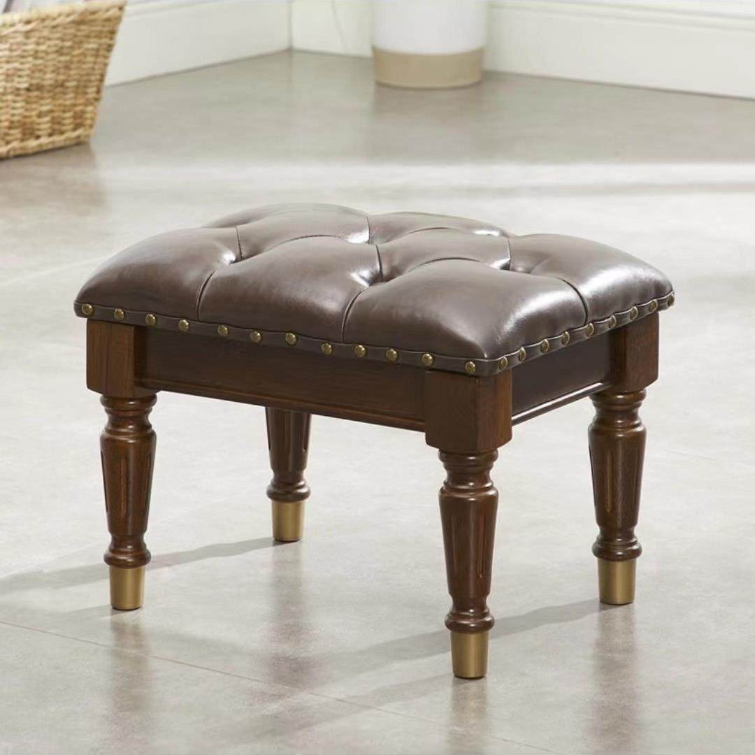 美式矮凳实木儿童换鞋凳皮坐墩客厅茶几凳沙发板凳欧式小凳子家用,住宅家具,梳妆凳,淘宝优惠券,粉丝福利购,淘宝优惠卷