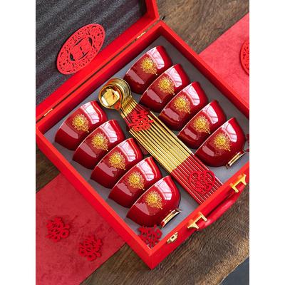 森琳高级结婚碗筷套装婚庆餐具陶瓷陪嫁喜碗筷勺子新婚礼物礼盒装