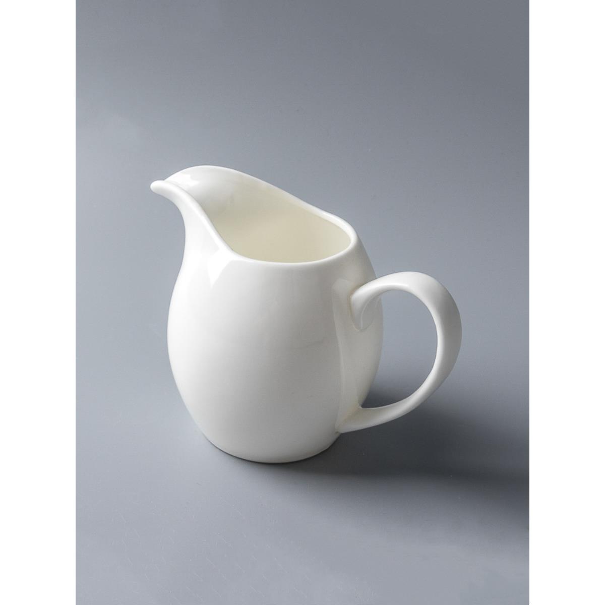 白色陶瓷奶壶个性咖啡厅用具奶罐奶盅家用茶具分茶杯西餐酱汁勺壶