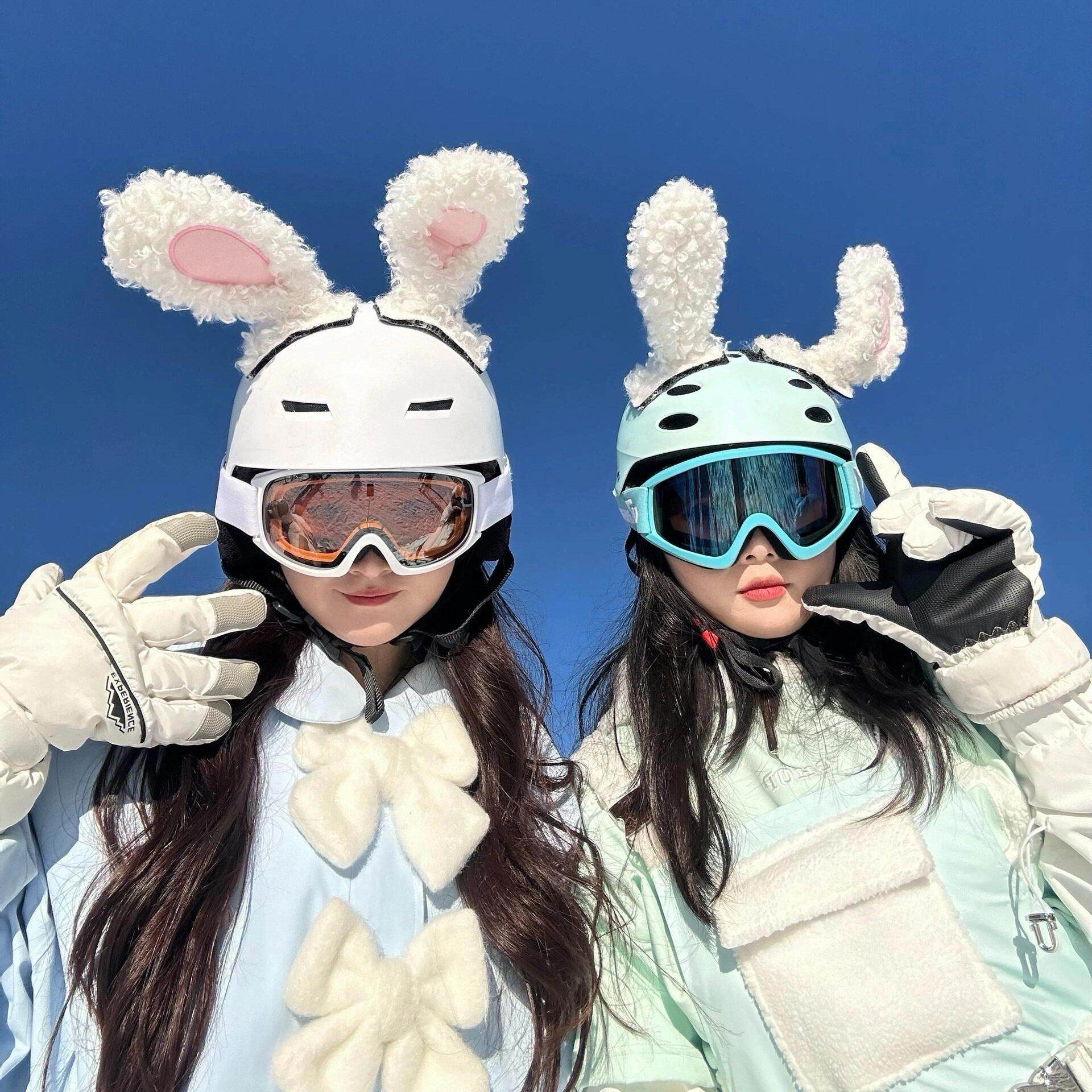 可爱兔耳朵滑雪头盔装饰品个性配饰滑板头盔罩机车电动摩托通用,摩托车/装备/配件,头盔饰配,淘宝优惠券,粉丝福利购,淘宝优惠卷