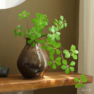 彷真绿色植物手感观音莲叶禅意彷真花室内客厅家居玄关装饰品摆件