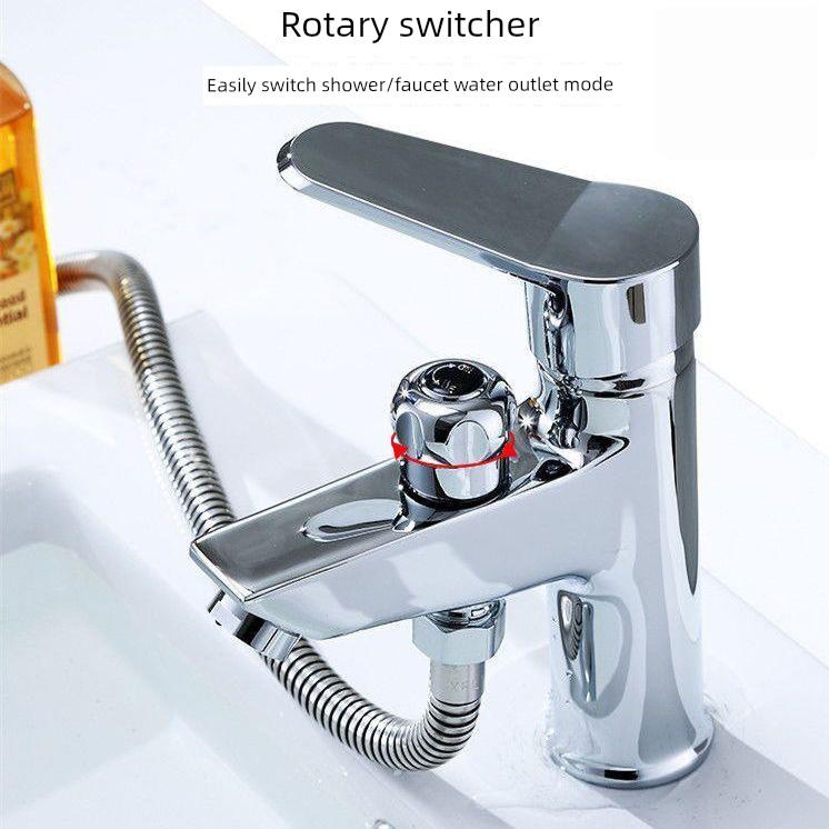 全铜水龙头面盆龙头洗澡两用水龙头冷热水龙头带淋浴花洒洗头双用