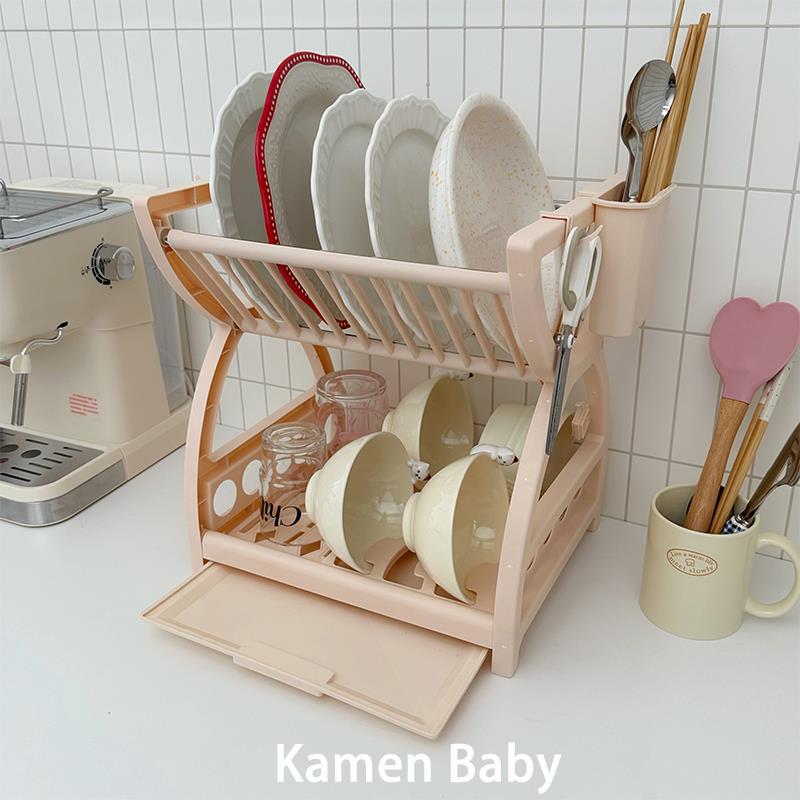 厨房置物架用具晾洗沥水碗架多功能碗柜碟筷盘刀收纳盒双层餐具架