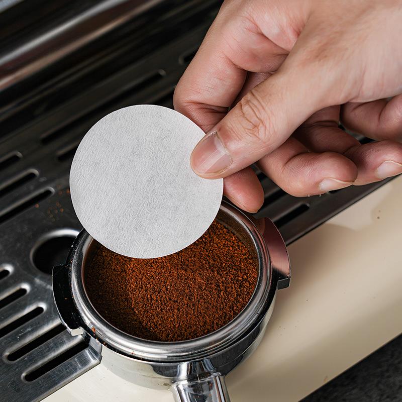 圆形粉碗咖啡过滤纸二次纸意式咖啡机手柄专用51/53/58mm摩卡壶