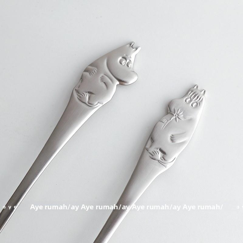 姆明超可爱！出口芬兰304不锈钢勺儿童勺调羹勺酸奶勺甜品咖啡勺