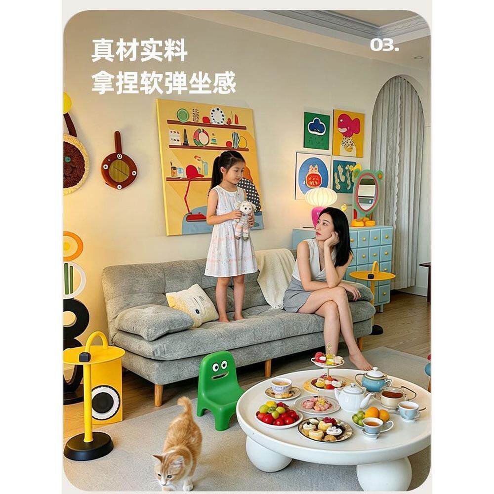 可折叠沙发床两用现代简约客厅公寓卧室出租房小户型布艺沙发实木