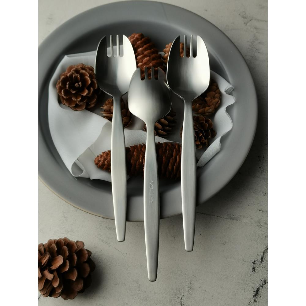 Purfi Perli 304不锈钢 沙拉勺叉 水果西餐叉勺 砂光一体锻造