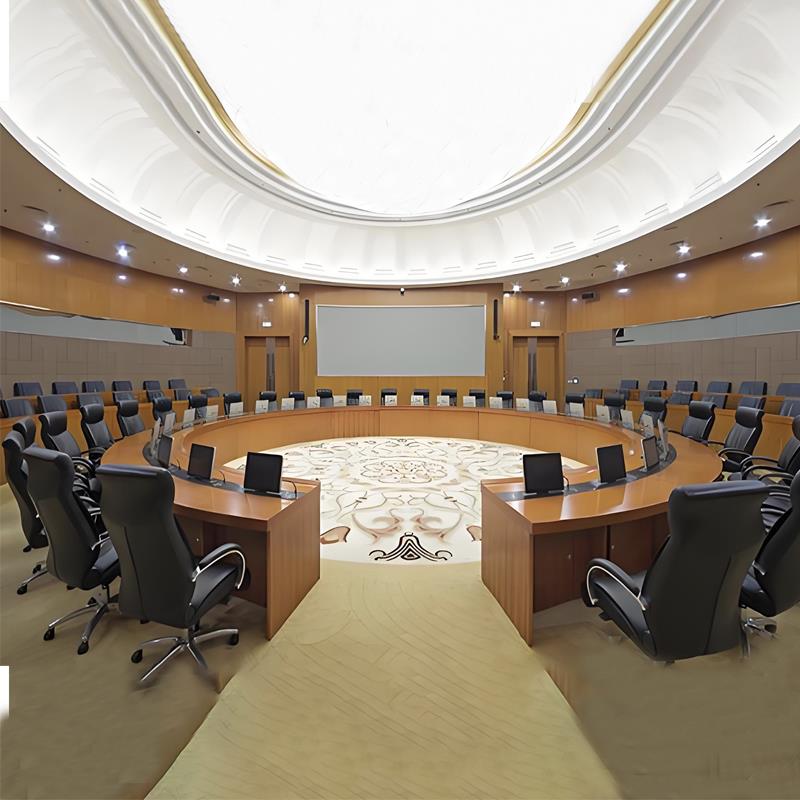 椭圆形会议桌简约现代圆形桌子异形设计半圆桌实木烤漆定制会议桌