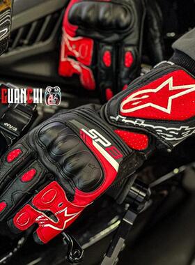 国产顶配sp8真皮手套透气四季骑士全指摩托车防摔触屏夏季防滑