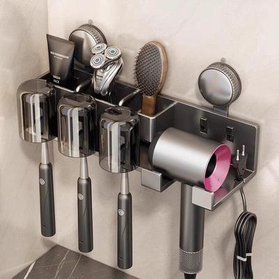 吸盘牙刷置物架免打孔卫生间壁挂式吹风机支架牙刷杯漱口杯挂架