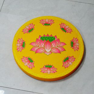 蒲团坐垫圆形简约九品莲花拜佛垫家用加厚莲花麻布印花垫子