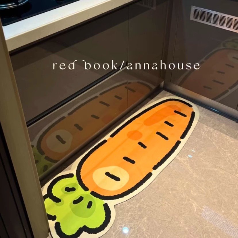 胡萝卜地垫厨房专用地毯吸水防滑防油可擦免洗耐脏硅藻泥脚垫可剪