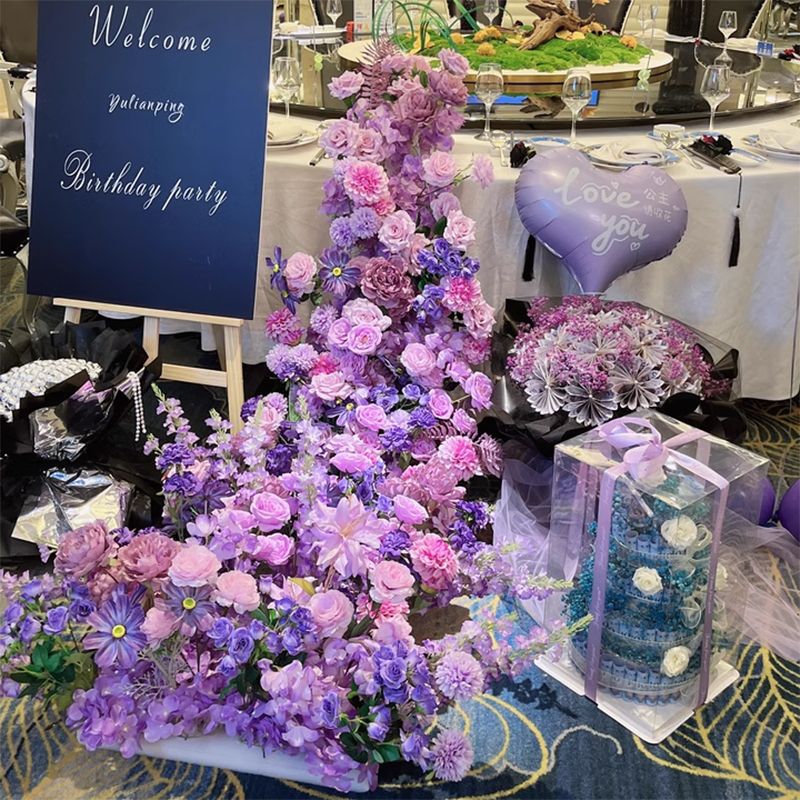 花生日宴瀑布桌花挂花条美陈橱窗挂饰花排婚礼订婚装饰花