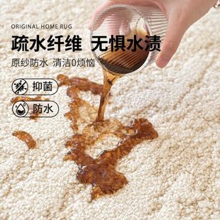 免洗可擦轻奢高级硅藻丝奶油风床边地垫 防水地毯客厅卧室2025新款