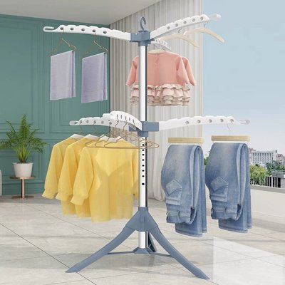 晾衣架可折叠落地卧室内阳台晒衣架不锈钢挂衣架伸缩家用晾衣服杆
