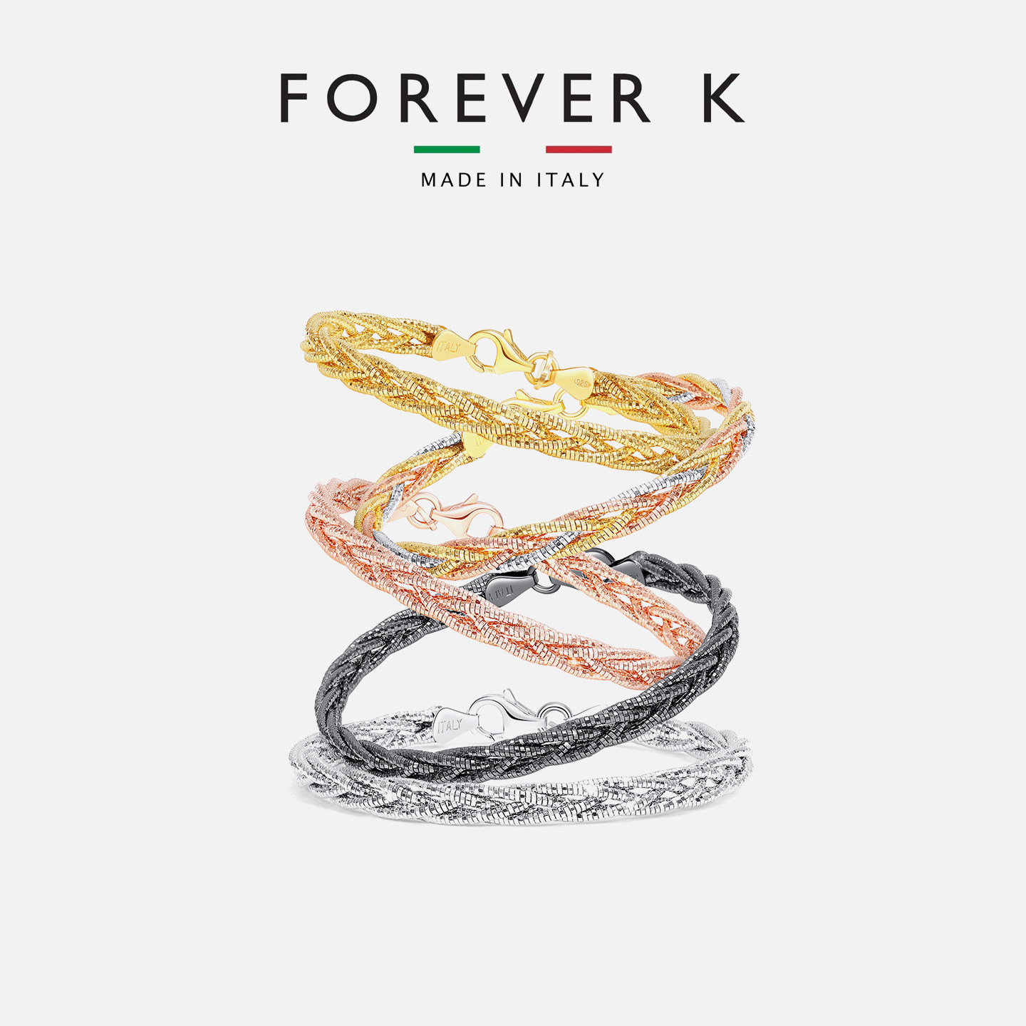 FOREVERK法诗卡 高定18K金包银奢华恒动编织手链女款2026新款手饰