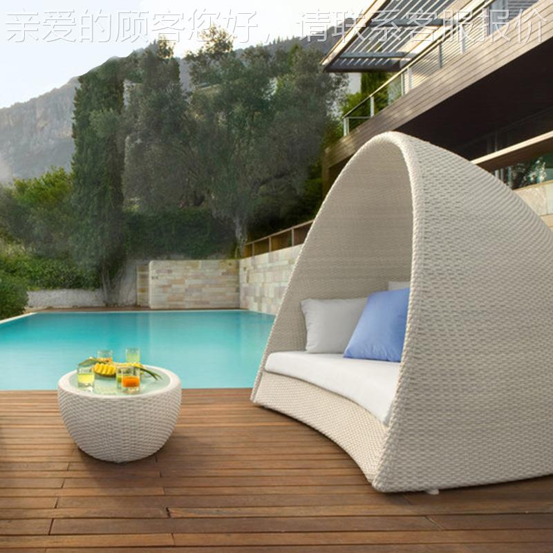 创意藤椅茶几三件套阳鸟巢休闲藤椅沙5发会所酒店外床台躺户家具