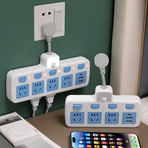 智能短线插座转j换器插排插头多功能多孔牛插板家用一转三四纯铜