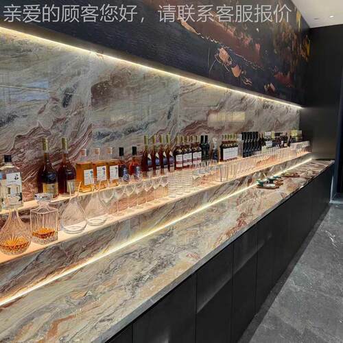 分迪红然奢石材台石面橱柜岛台石 轻奢大无品牌/理背天景墙面装饰