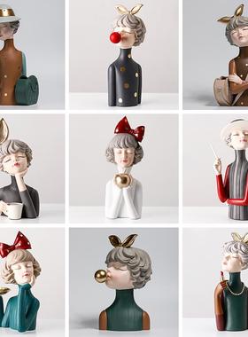 泡泡女孩客厅摆件家居玄关电视柜装饰品搬家乔迁新居礼品轻奢高档