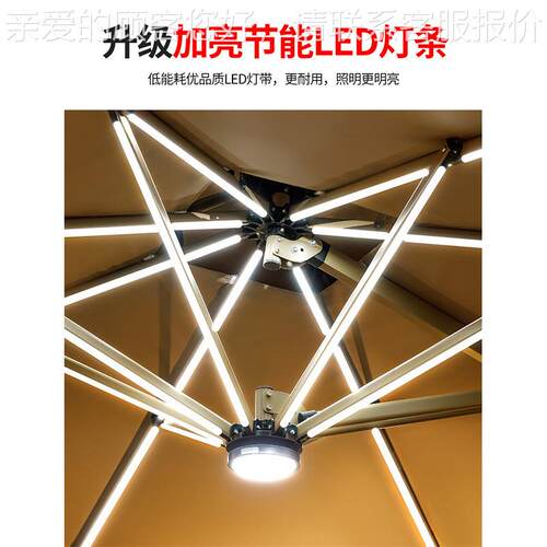 户遮阳伞庭露院马带灯伞太741阳能LED灯条室外别外墅台花园 大型
