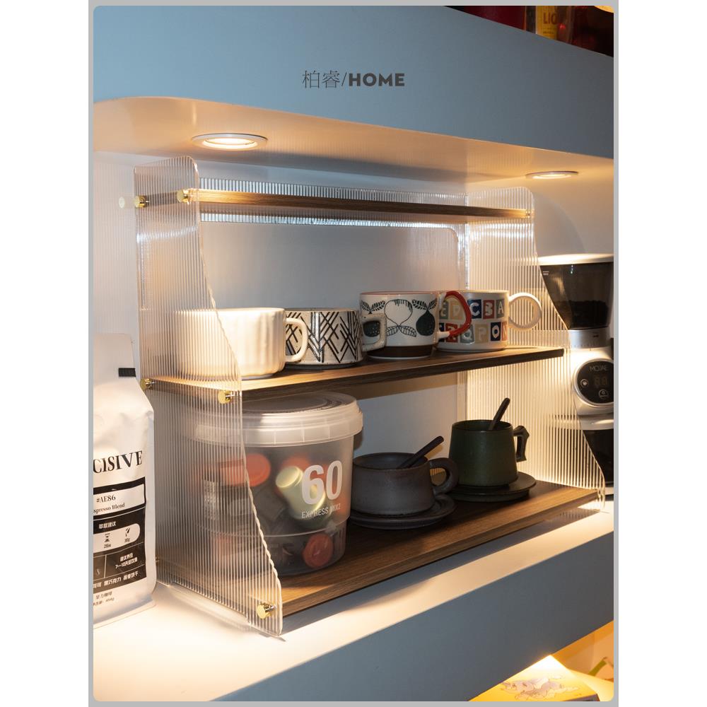 桌面实木杯子收纳置物架客厅水杯茶杯咖啡杯餐边柜多层杯架展示柜