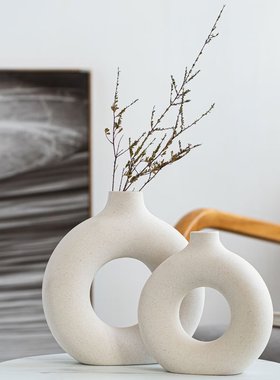 爆款素烧斑点陶瓷花瓶简约现代创意装饰工艺品摆件水培插花器欧式