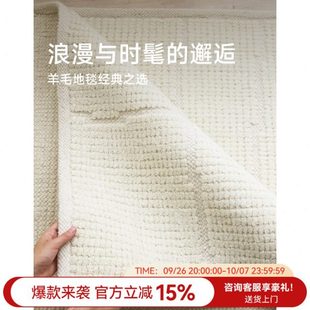 进口纯羊毛手工编织地毯现代轻奢高级素面百搭客厅地毯2024新款