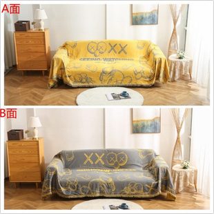 简约现代沙发盖布复古黄色盖巾布艺沙发套全包沙发垫民宿家用防尘