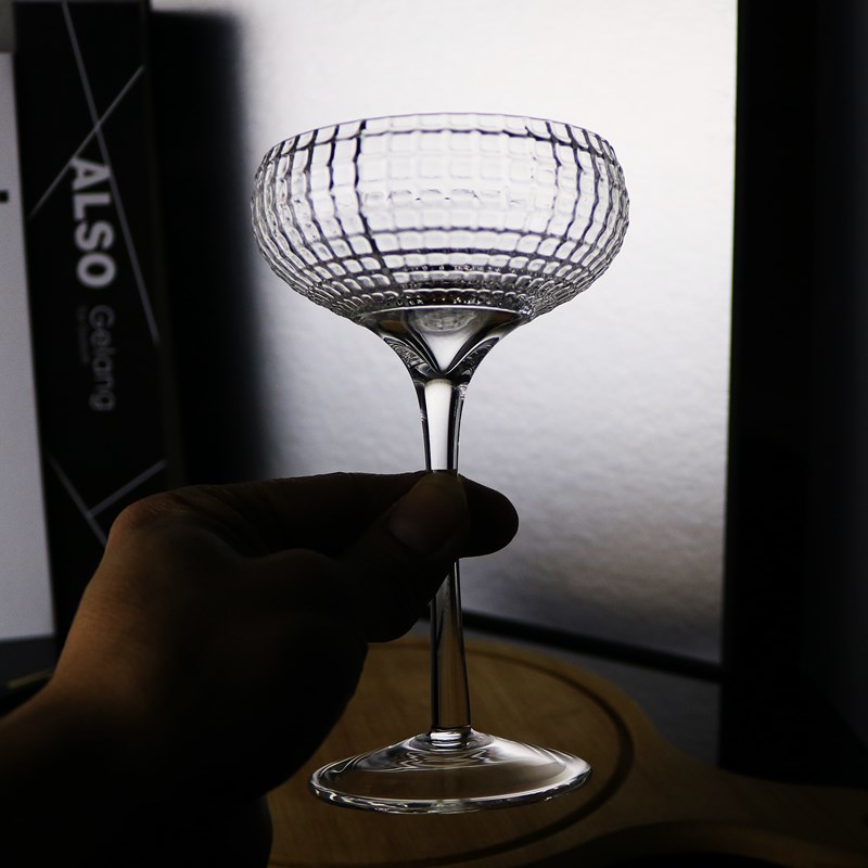 酒吧酒杯网格鸡尾酒杯创意高脚杯宽口马I天尼杯碟形香槟杯塔杯商
