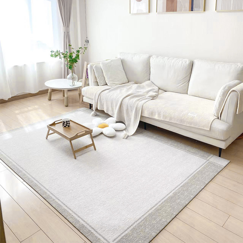 进口羊毛地毯现代素色新中式w中国风极简客厅茶几毯轻奢卧室床边