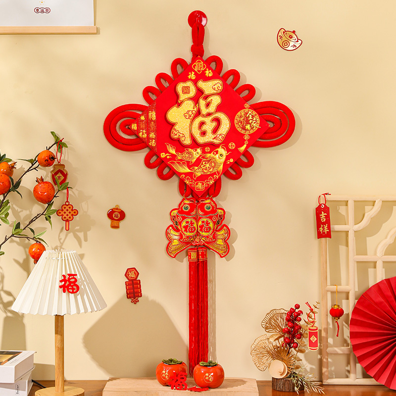 2023新款中国结福n字挂件客厅大号高档大厅墙壁玄关入户门装饰兔