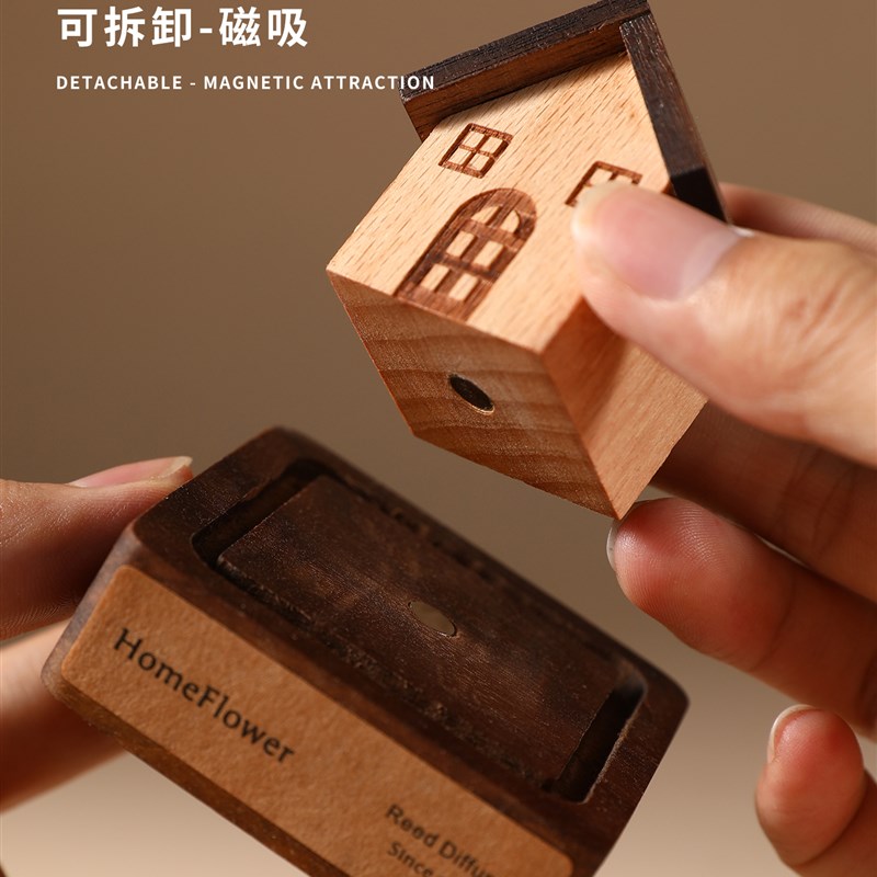 创意木屋扩香器无火香薰精油家用拓香器摆件车载中控台Z随身扩香