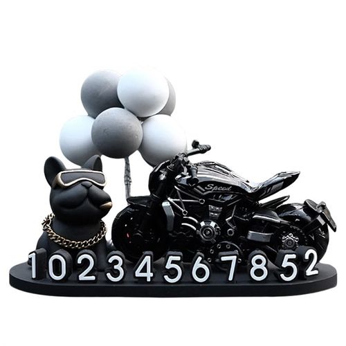 经典法斗狗汽车临时停车号码牌车B载立体数字挪车电话牌车内饰摆