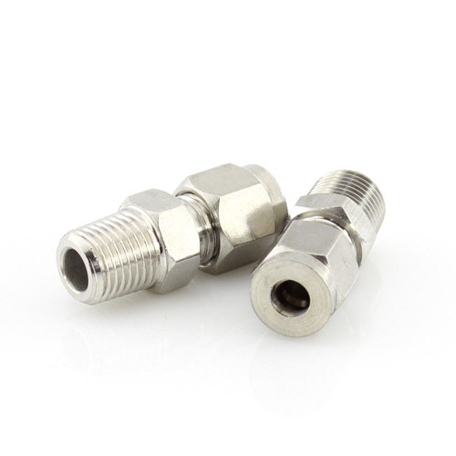 316不锈钢卡套NPT外丝接头外螺纹终端直通金属铜管N8 10 12 1/4