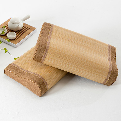 凉席枕头夏天凉枕夏季凉爽单人护颈椎助睡眠成人软竹席面竹枕头硬