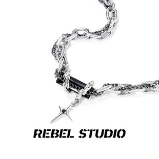 项链男款男士美式潮流痞帅小众设计轻奢高级感嘻哈十字架2024新款