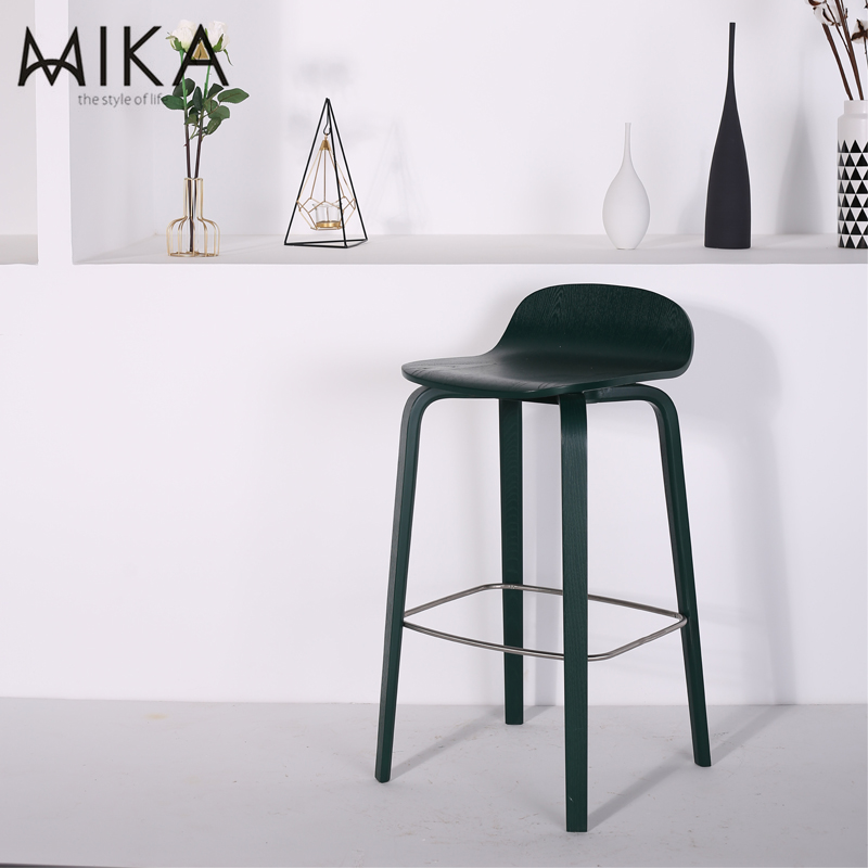 北欧简约轻奢实木吧椅工业风复古轻奢靠背前台椅咖啡厅酒吧高椅子