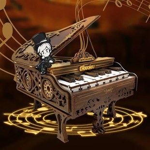 西西弗鲸空木质拼装弹奏钢琴3D立体拼装积木模型和弦手指钢琴木制