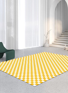 黑白格子地毯棋盘格客厅沙发茶几毯少女房间床边毯小卧室满铺地垫