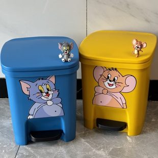 猫和老鼠卡通垃圾桶家用带盖厨房客厅可爱创意脚踏卫生间 新款