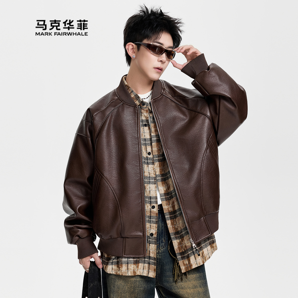 棒球领皮衣夹克男士休闲百搭外套